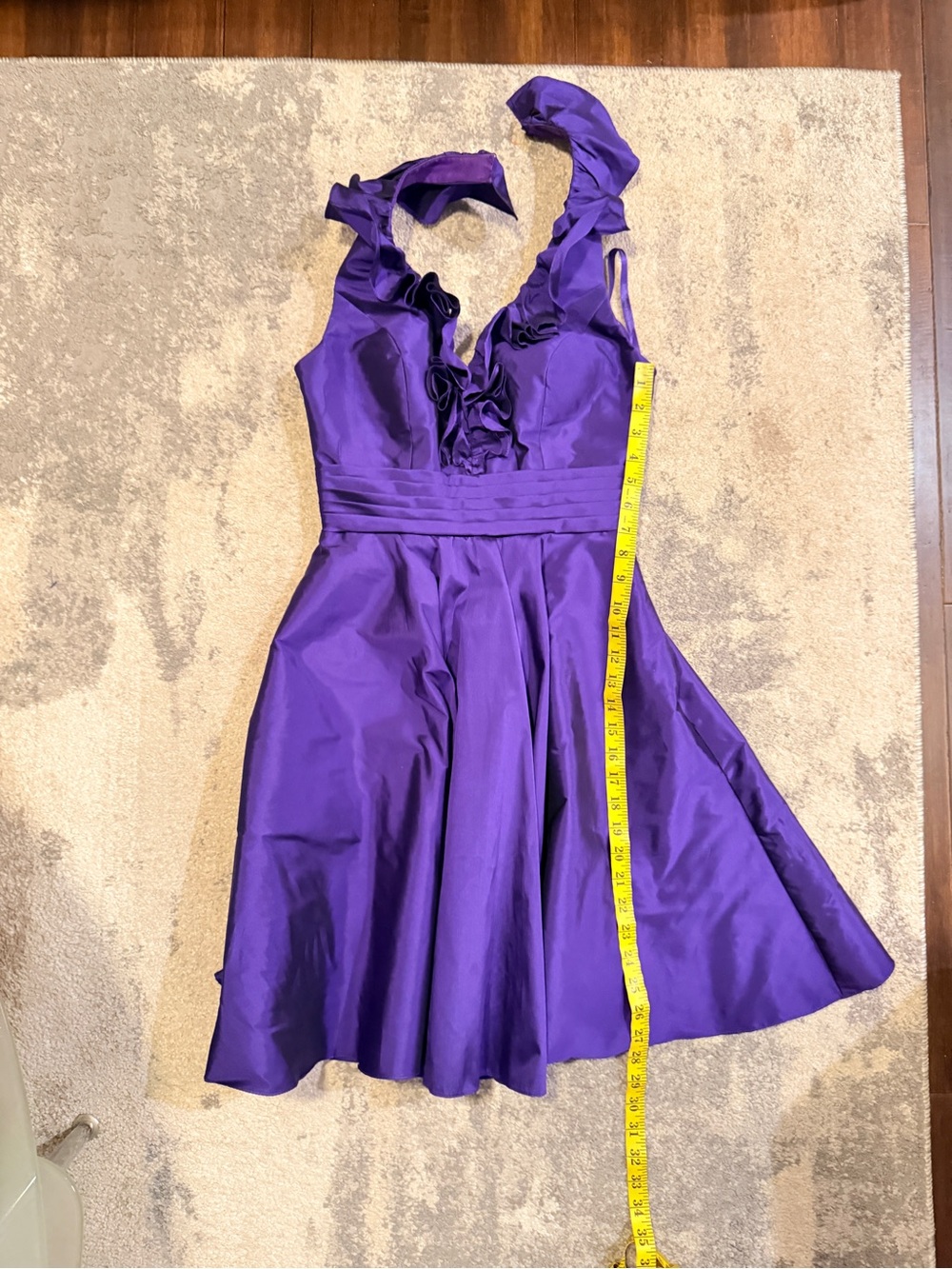 Angelina Faccenda Purple Ruffled Halter Fit & Flare Dress - Picture 7 of 7